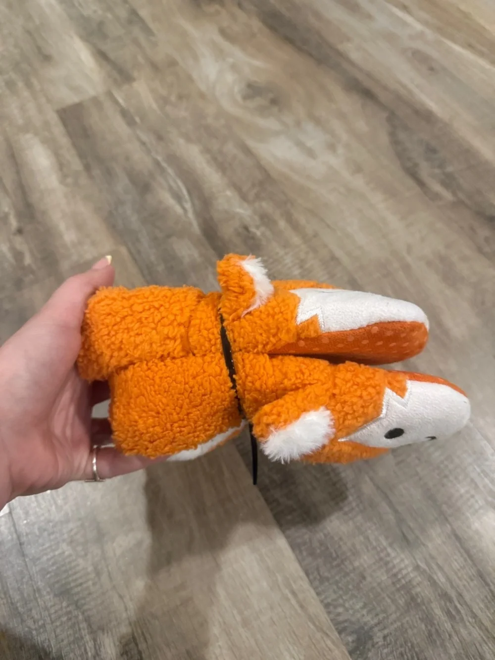 Kids Orange Fleece Fox Booties - Soft Plush Slippers 7 inches
